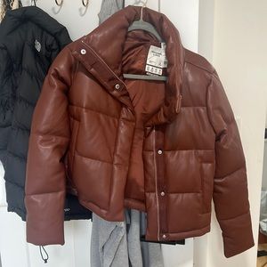 Rust/brown leather jacket Abercrombie